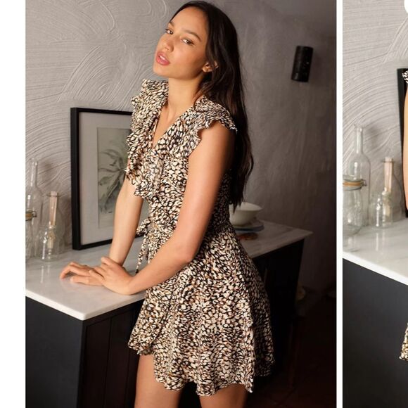 FREE PEOPLE French Quarter Mini Dress Leopard Pring Size Medium - Picture 1 of 10